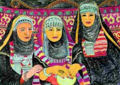 Pastell-Zeichnung | Sephardische Frauen in Israel