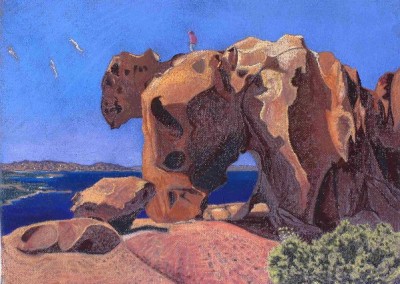 Pastell-Zeichnung | Der Bärenfels im Norden Sardiniens
