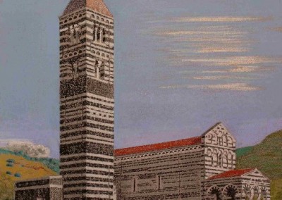 Pastell-Zeichnung | Romanische Kirche auf Sardinien