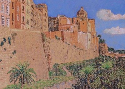 Pastell-Zeichnung | Altstadt von Cagliari